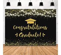 MEHOFOND Congratulation Graduate Backdrop Class of 2023 Graduation Party Decorations Background Black Gold Congrats Grad Decor Banner Photography Background Studio Photo Booth Props Vinyl 8x6ft