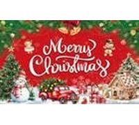 MEHOFOND Merry Christmas Backdrop Banner-Large, 72x44 Inch,Red Christmas Party Decorations Banner,Xmas Tree Snowman Truck Gingerbread House Gifts Party Supplies for Indoor Home House Decor