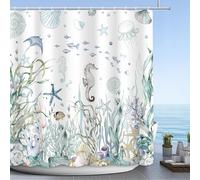 MEHOFOND Nautical Shower Curtain Coral Seashell Beach Shower Curtains for Bathroom Decor Under The Sea Themed Bathroom Shower Washable Durable Fabric Shower Curtains 72x72 in