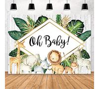 MEHOFOND Safari Baby-Partyhintergrund, Dschungeltiere, Babyparty, Party-Dekoration, Banner Oh Baby, tropische Zoo-Tiere, Fotografie, Hintergrund, Kuchen, Tischbanner, Studio, Vinyl, 2.1x1.5 m