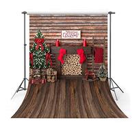 MEHOFOTO 6x8ft Merry Christmas Red Wooden Photography Backdrop Photography Background
