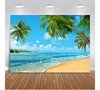 Mehofoto Beach Backdrop 7x5ft Tropical Beach Ocean Wave Photo Backdrops Blue Sky Palm Tree Photography Background for Wedding Party