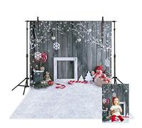 MEHOFOTO Christmas Photo Studio Decoration Wood Effect Background with Snowflake and Christmas Bells