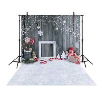 MEHOFOTO Christmas Photo Studio Decoration Wood Effect Background with Snowflake and Christmas Bells