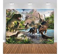 Mehofoto Dinosaur Theme Backdrop 8x6ft Vinyl Birthday Backdrops for Kids Party Decoration Seamless Photography Background