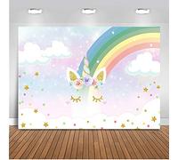 Mehofoto Rainbow Backdrop 7x5ft Happy Birthday Unicorn Flower Twinkle Star Photo Backdrops Seamless Kids Party Decoration Photography Background
