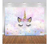 Mehofoto Unicorn Flower Backdrop 7x5ft Vinyl Unicorn Theme Happy Birthday Photography Background Twinkle Star Cake Table Baby Shower Photo Booth Backdrops