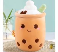 MeHoo 24 CM Bubble Tea Plush Pillow,Cute Stuffed Boba Plushies,Soft Milk Tea Doll Comfortable Hugging Pillow Back Cushion Bubble Tea Plush Toy Holiday Birthday Gift Brown