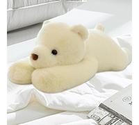 MeHoo 3.3LB Weighted Bear Plush,23.6 Inch Weighted Toy for Anxiety,Weighted Stuffed Animals Throw Pillow,Furry Weighted Plushies Hugging Pillow Cute Plush Doll for Birthday White Bear