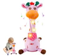 MeHoo Dancing Singing Talking Recording Giraffe Toys with Volume Control Function,Light Baby Plush Doll Repeat What You Say Baby Encourage Speech Toys Gifts and Home Decoration (Pink Giraffe)