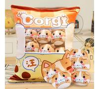 MeHoo Pudding Dog Pillow Plush, Cute Snack Pillow Stuffed Animal Toys, Removable Snackles Plush Cuddly Toy Pudding Decorative Cushion with 8 Puppies Plush Dolls (Dog)
