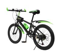 MEHOOSPVN 20 Inch Mountain Bike Kids Bicycle with Fenders 7 Speed Carbon Steel MTB Unisex Girls Boys Junior Bicycle with Kettle Holder, Double Disc Brake Bike for 6-12 Years Old, Green