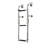 MEHOOSPVN 3 Step Folding Boat Ladder, Stainless Steel Boat Boarding Ladder with Non-Slip Steps, Heavy Duty Deck Ladder for Marine Yacht Swimming Pool with Sturdy PVC Steps Rated to 350 lbs /158.8kg