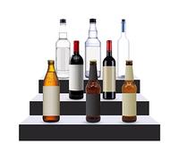 MEHOOSPVN 3 Step LED Lighted Liquor Bottle Display Shelf 16 inch Acrylic Shelves for Liquor, Acrylic Lighted Bottle Display with Remote Home Bar Drinks Lighting Shelves with Remote 7 Static Colors