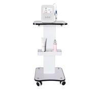 MEHOOSPVN Beauty Salon Trolley Stand with 4 Wheels, White SPA Beauty Machine Holder 2 Tier Mobile Cart Rack Storage Tray for Salons, Spas, Barber Shops, 50kg