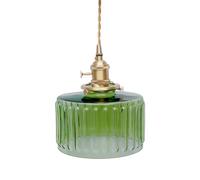 MEHOOSPVN Green Glass Pendant Lighting Ceiling, Glass Pendant Light, Vintage Green Light Shade, Green Hanging Lights for Living Room Bedroom, Pendant Lighting Easy Fit Shade Elegant Green, Dia 17.5cm