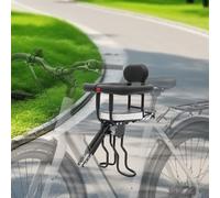 MEHOOSPVN Kids Bike Seat Front Mount, Adjustable Steel Frame Child Bicycle Seat with Removable Guardrail & Foot Pedals, High Safety for Children 1-5 Years, 80kg Load, fits Mountain/City Adult Bikes