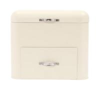 MEHOOSPVN Metal Bread Boxes, 2 Layer Iron Bread Storage Bin Kitchen Container with Top Lid and 2 Drawers Large Capacity Bread Fresh Keeper Organizer for Farmhouse Kitchen Counter, Milky White