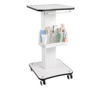 MEHOOSPVN Salon Trolley Cart With Wheels, Rolling Cart Beauty Cart, Metal Vacuum Therapy Machine Trolley With 360°Rotary Wheel, Salon Tray Spa Service Cart for Esthetician Medical Instrument, White