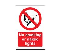 Mehr No Smoking Or Naked Lights 240 X 360mm Sign Qty 1