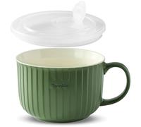 mehrido Ceramic Soup Bowls with Handle and Vented Lid, 750ml Large Soup Mug for Soup Instant Noodle Cereal, Soup Containers, Microwave & Dishwasher Safe