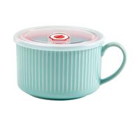 mehrido Ceramic Soup Bowls with Handle and Vented Lid, 850ml Large Soup Mug for Instant Noodle Cereal, Soup Containers, Microwave & Dishwasher Safe