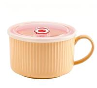mehrido Ceramic Soup Bowls with Handle and Vented Lid, 850ml Large Soup Mug for Instant Noodle Cereal, Soup Containers, Microwave & Dishwasher Safe