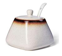 Mehrido Ceramic Sugar Bowl with Lid and Spoon, 430ml Porcelain Sugar Jar for Coffee Bar, Home and Kitchen, Elegant Storage Container for Salt and Condiments