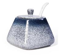 mehrido Ceramic Sugar Bowl with Lid and Spoon, 430ml Porcelain Sugar jar for Coffee Bar, Home and Kitchen, Elegant Storage Container for Sugar, Salt, and Condiments