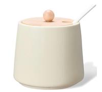 mehrido Porcelain Sugar Bowl with Lid and Spoon, 300ml Ceramic Sugar Container for Kitchen and Home, Farmhouse Sugar Jars for Coffee Bar
