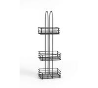 MEHRU 3-Tier Freestanding Bathroom Storage Caddy - Metal Shower Shelf (Black)