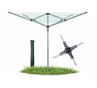 MEHRU 60M Heavy Duty Rotary Washing Line - 4 Arm Foldable Clothes Airer with Ground Spike, Space-Saving Outdoor Garden Dryer for Home & Laundry