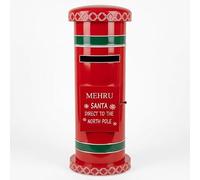 MEHRU Christmas Santa Post Box, 78cm Standing Metal Letterbox, Letters to Santa Mailbox, Freestanding North Pole Post Box, Red Festive Christmas Decoration, Indoor Holiday Display