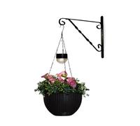 MEHRU Hanging Basket Solar Light, Hanging Rattan Planter Basket with Chain, Garden hanging Outdoor Lantern, Outdoor Rattan Effect Planter with Warm White LED, Indoor outdoor Decorative Flower Pot.