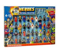 MEHRU Heroes Figure Collection with 40 Minifigures & 10 Accessories Classic 40 Mini Figure Set Toys for kids Heroes Brick Mini Building Block Figures Set Children Birthday Gifts for Boys Girls Age 5+