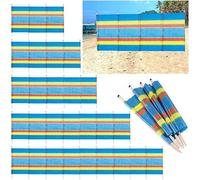 MEHRU Multi-Coloured Wind Breaks, 4, 5, 6, 8, & 10 Wooden Beach Windbreak Screen, Wooden Pole Bright Wind Break & Sun Shelter for Camping Accessories, Privacy Screen Wind Breakers Camping. (10 pole)