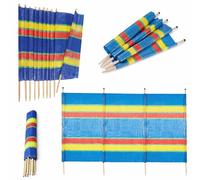 MEHRU Quality 6 Pole XL Windbreak Privacy Screen - Large Tall Outdoor Wind Shield Panel, Wooden Poles Sun Shade Shelter for Garden, Beach, Camping, Caravan & Festival (6 Pole)