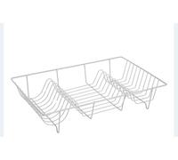 MEHRU Stainless Steel Dish Drainer Rack Kitchen Sink Drainer with Utensil Holder Anti-Rust Wire Dish Rack for kitchen Countertop Kitchen Wire dish drying rack with 18 Slots. L48.5xW30xH10cm (White)