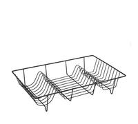 MEHRU Stainless Steel Dish Drainer Rack Kitchen Sink Drainer with Utensil Holder Anti-Rust Wire Dish Rack for kitchen Countertop Kitchen Wire dish drying rack with 18 Slots. L48.5xW30xH10cm (Black)