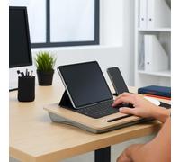 MEHRU Wooden Laptop Cushion, Portable Lap Desk laptoptray with Cushion, laptop Stand for Sofa & Bed, Large Lapdesk Tray, laptop Bed tray with Mobile Phone Holder, Mouse Pad. (W48 x D30 x H6cm)