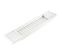 MEHRU Wooden Over Bath Rack, Bamboo Bathtub Caddy Tray, Bath Shelf Over Tub Bathroom Accessory, Wood bath tub rack Bathroom Shelf Tidy Tray, Bathtub Storage Rack for Home/Toilet. (White)