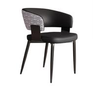 MEHWSAR Kitchen Table Chairs Dining Chairs Faux Leather Accent Chair with Hollow Back,Upholstered Leisure Side Chair with Backrests for Living Room(Nero)