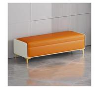 MEHWSAR Modern Storage Ottoman Bench,Upholstered Shoe Bench Ottomans with Hinged Lid,Rectangle Long Foot Rest Bench for Entryway Living Room Bedroom(Orange,100CM)