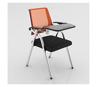 MEHWSAR Tablet Arm Folding Chair with Desk Attached,Stackable Chairs with Flip-up Tablet Arm,Ergonomic Office Chair with Armrest Writing Board Lumbar Support(Orange)