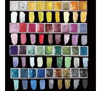 MEI COLOUR Metallic Watercolor Paints Set for Adult Artists, 36 Glitter Solid Water Color Paint 2ml Half Pans Metal Case Sparkle Pearlescent Watercolour Painting Set Gift