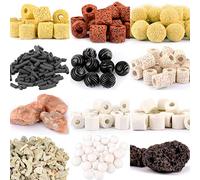 Mei Ting Aquarium Filter Media: 12-in-1 Bio Balls & Ceramic Rings Kit (1000g) for Fish Tank or Pond - Includes Zippered Mesh Bag