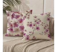 Meiaiao Pink Cushion Covers 50 x 50 Flower Cushions Set of 2 with Invisible Zipper Double Sided Pattern Velvet Throw Pillow Covers, Decorative Pillowcases for Garden Bench Patio Home Sofa Bed 1B-510