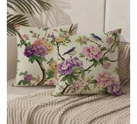 Meiaiao Tree Cushion Covers 55 x 55 Flower Cushions Set of 2 with Invisible Zipper Double Sided Pattern Velvet Throw Pillow Covers, Decorative Pillowcases for Garden Bench Patio Home Sofa Bed 1B-749