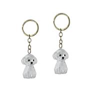 MeiAOBest 2PCS Transparent Dog-Shaped Hair Collector Keychain,Pet Hair Storage Keepsake Capsule Pendant,Dog Lover Memorial Charm for Bags, Keys, Backpacks_Poodle