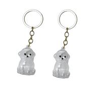 MeiAOBest 2PCS Transparent Dog-Shaped Hair Collector Keychain,Pet Hair Storage Keepsake Capsule Pendant,Dog Lover Memorial Charm for Bags, Keys, Backpacks_Bichon Frise